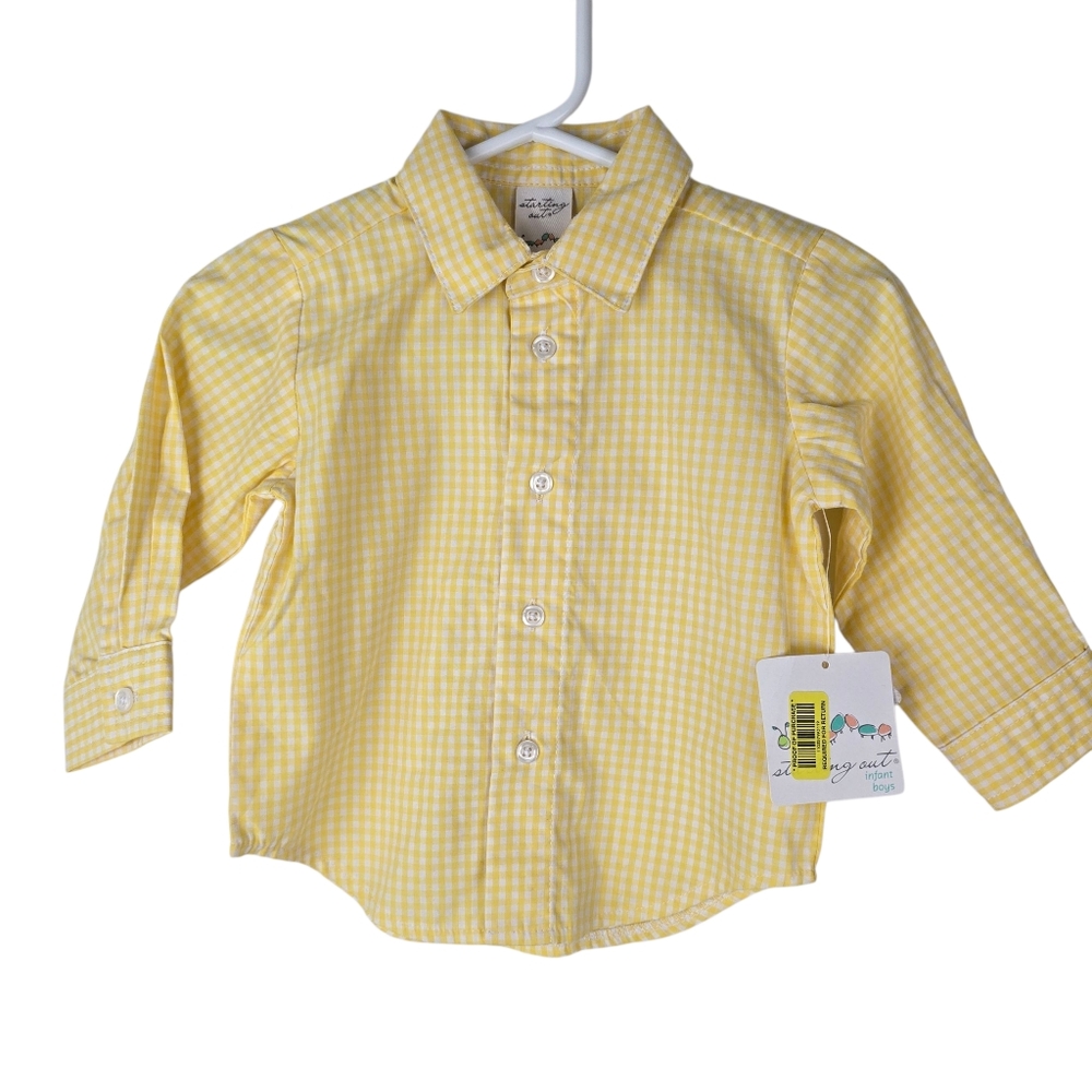 Starting Out Plaid Button Up Shirt Size 12M